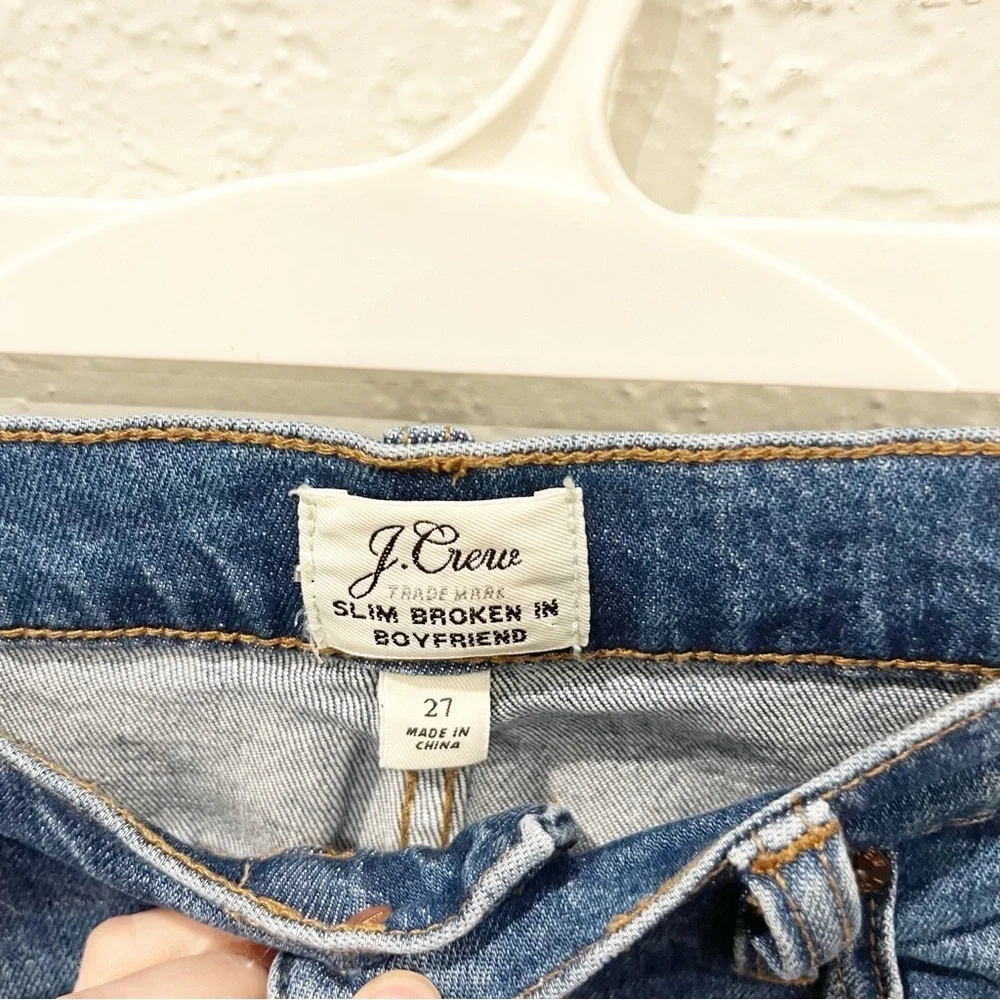 J. Crew Jeans Women's 27‎ Raw Hem Slim Broken In Boyfriend Distressed H6408